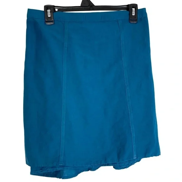 Mais Il Est Ou Le Soleil Linen Skirt Size 38 / 8 / Medium Teal Blue Faux Wrap - Picture 4 of 11